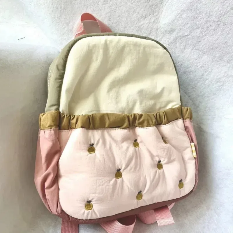 nouveau sac d'école pour enfants brodé petite pomme à la mode léger maternelle sac à dos à la mode