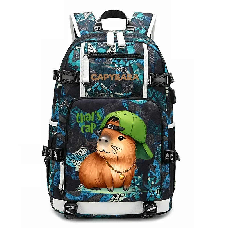Sac à dos d'étudiant à grande capacité avec imprimé de capybara, pour garçons et filles, sac de voyage décontracté, sac d'école léger et durable, utilisation quotidienne