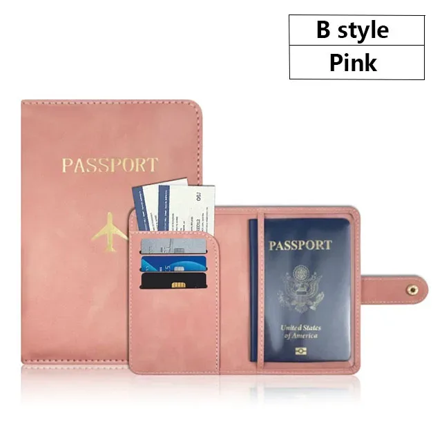 portefeuille de voyage en cuir pu souple multi-fentes avec logo avion, fermeture à pression, porte-cartes sim et porte-documents d'identité