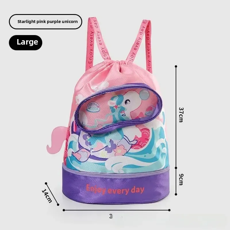 sac de natation pour enfants étudiant mignon dessin animé double épaule sac à dos poche mâle femme séparation étanche stockage b