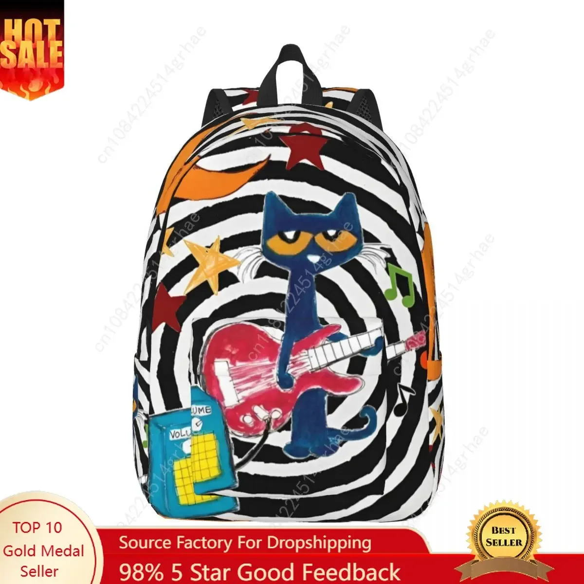 Sac à dos cool pour lycée, randonnée et voyage, motif Pete le chat et les chats de dessin animé, avec motif 'I Love My White Shoes', pour hommes et femmes, sacs en toile pour ordinateur portable