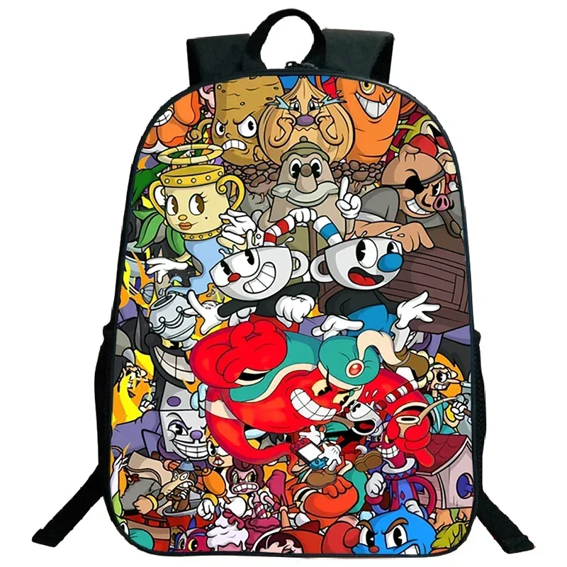 Sacs de voyage, sacs d'école souples, sac à dos pour ordinateur portable, grande capacité, sac à dos imprimé Cuphead pour garçons et filles, sac d'école cosplay pour étudiants