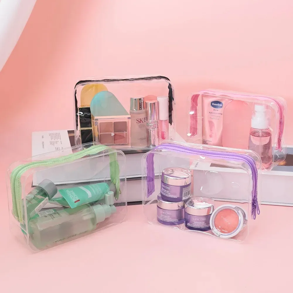 sac de maquillage transparent de grande capacité, portable, imperméable en pvc, sac de rangement pour articles de toilette de voyage, sac doux inodore pour un transport facile