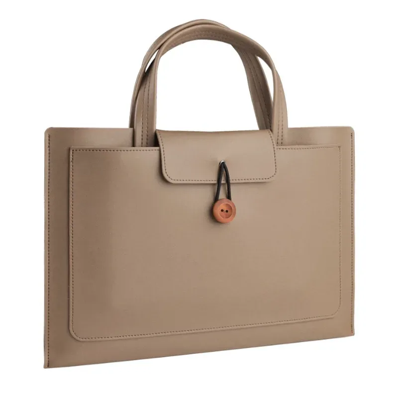 porte-documents/sac à main en cuir lisse avec initiales monogrammées, grande capacité, pour ordinateurs portables apple macbook 14 pouces et huawei 16 pouces