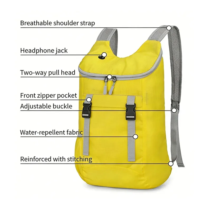 sac à dos portable pliable et léger, résistant aux éclaboussures, imperméable, résistant à l'usure, pour sports de plein air, alpinisme, randonnée