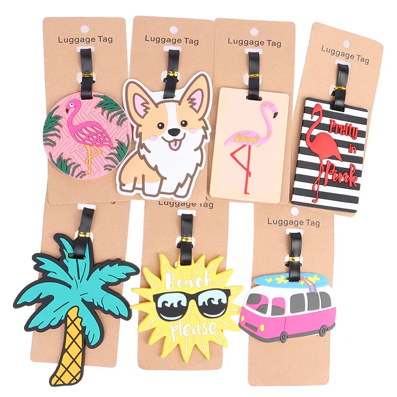 étiquette de bagage en silicone portable, étiquette de voyage, porte-adresse d'identification, style créatif, valise krasno-corgi & cat, accessoires de voyage, mode