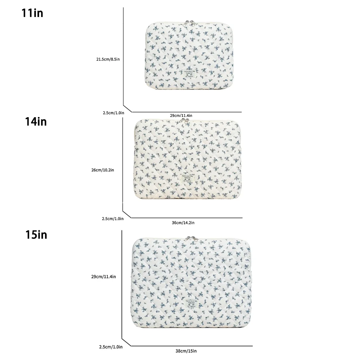 pour ordinateur portable de 11 pouces, 14 pouces, 15 pouces, 1 pièce, sac d'ordinateur portable chic à imprimé floral matelassé, étui de protection, housse pour ordinateur portable, sac pour ordinateur