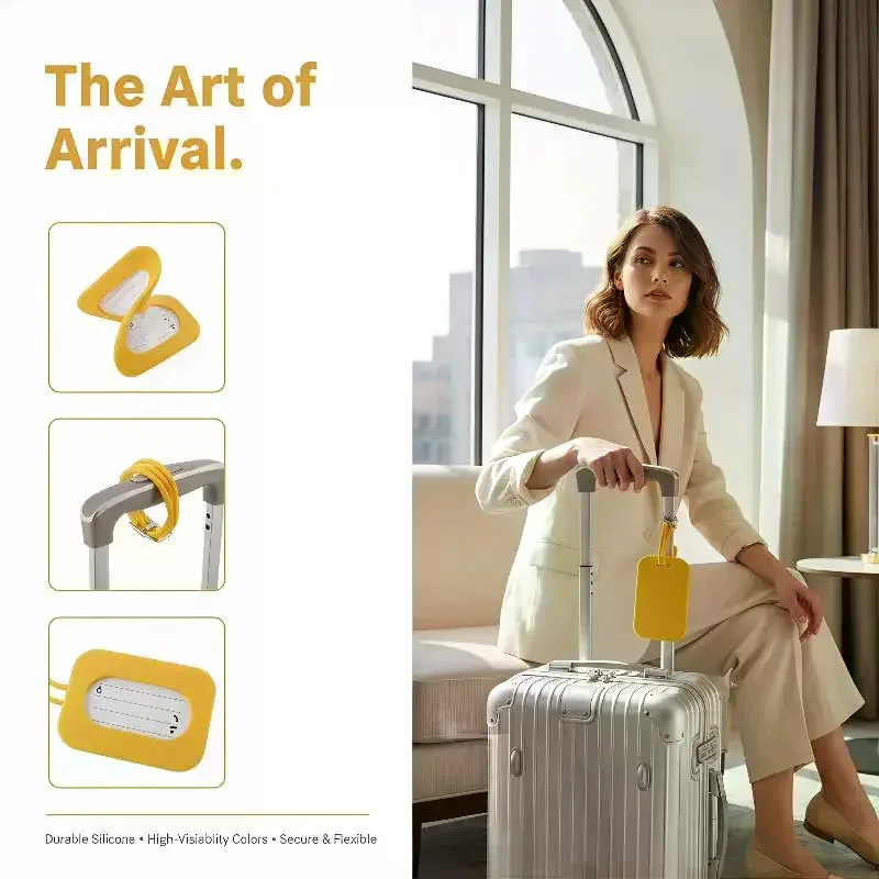étiquette de bagage universelle en silicone souple avec cordon détachable – étiquette de bagage de voyage anti