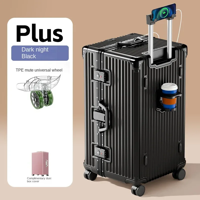 nouvelle version améliorée 3:7 valise grande capacité 28/30/32 pouces avec cadre en aluminium renforcé, valise de voyage en pc, valise à roulettes multifonctionnelle