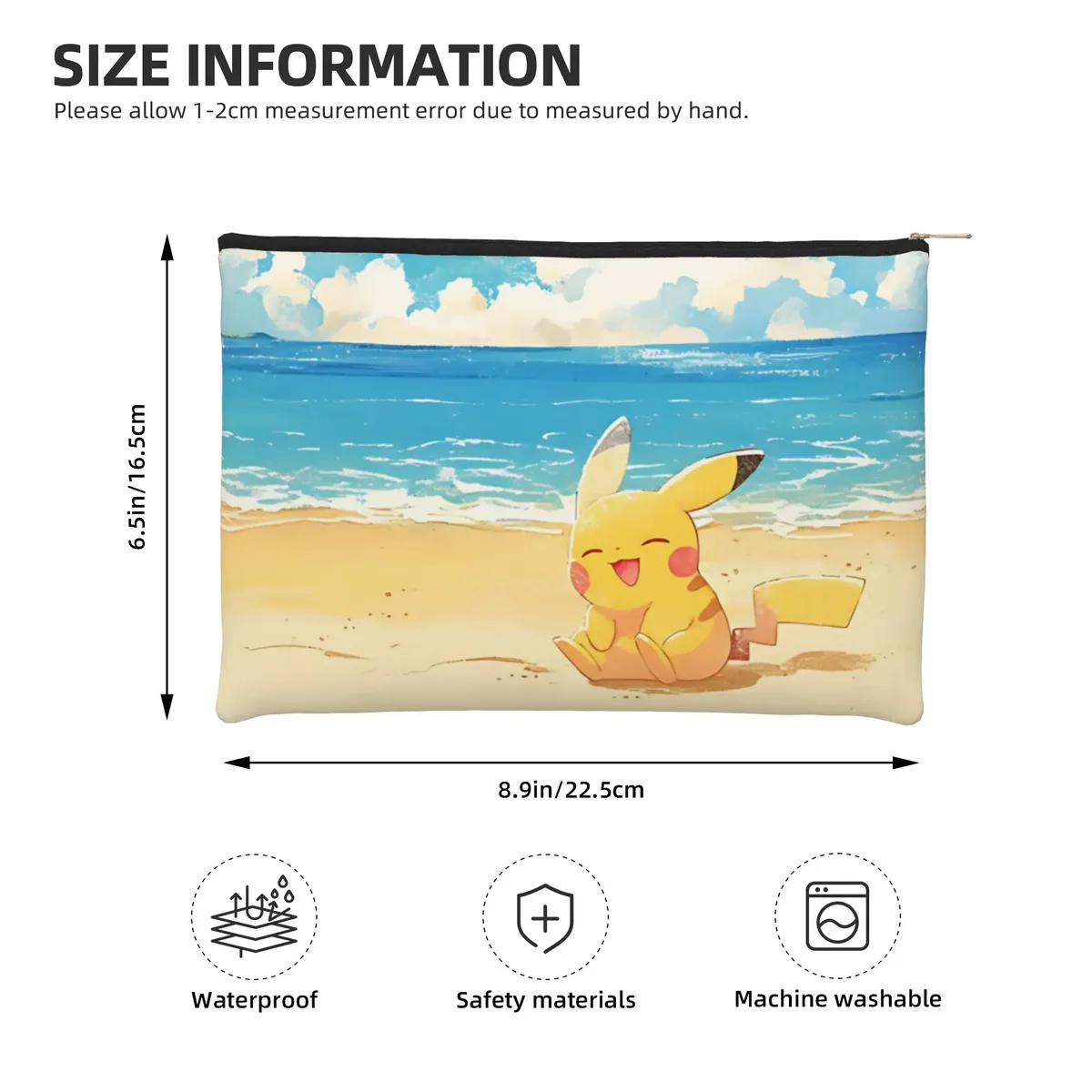 sac pliable mignon à thème pokémon, sac de maquillage avec fermeture éclair, trousse de toilette pikachu, organiseur de maquillage