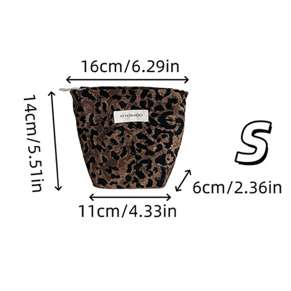 nouvelle pochette en toile de polyester grande capacité imprimé léopard trousse de maquillage portable avec fermeture éclair organisateur cosmétique pour femme