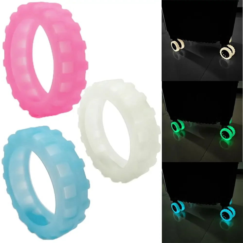8 pièces lumineux silicone voyage bagages roulettes chaussures avec son silencieux valise roues protection couverture chariot boîte roulettes couverture