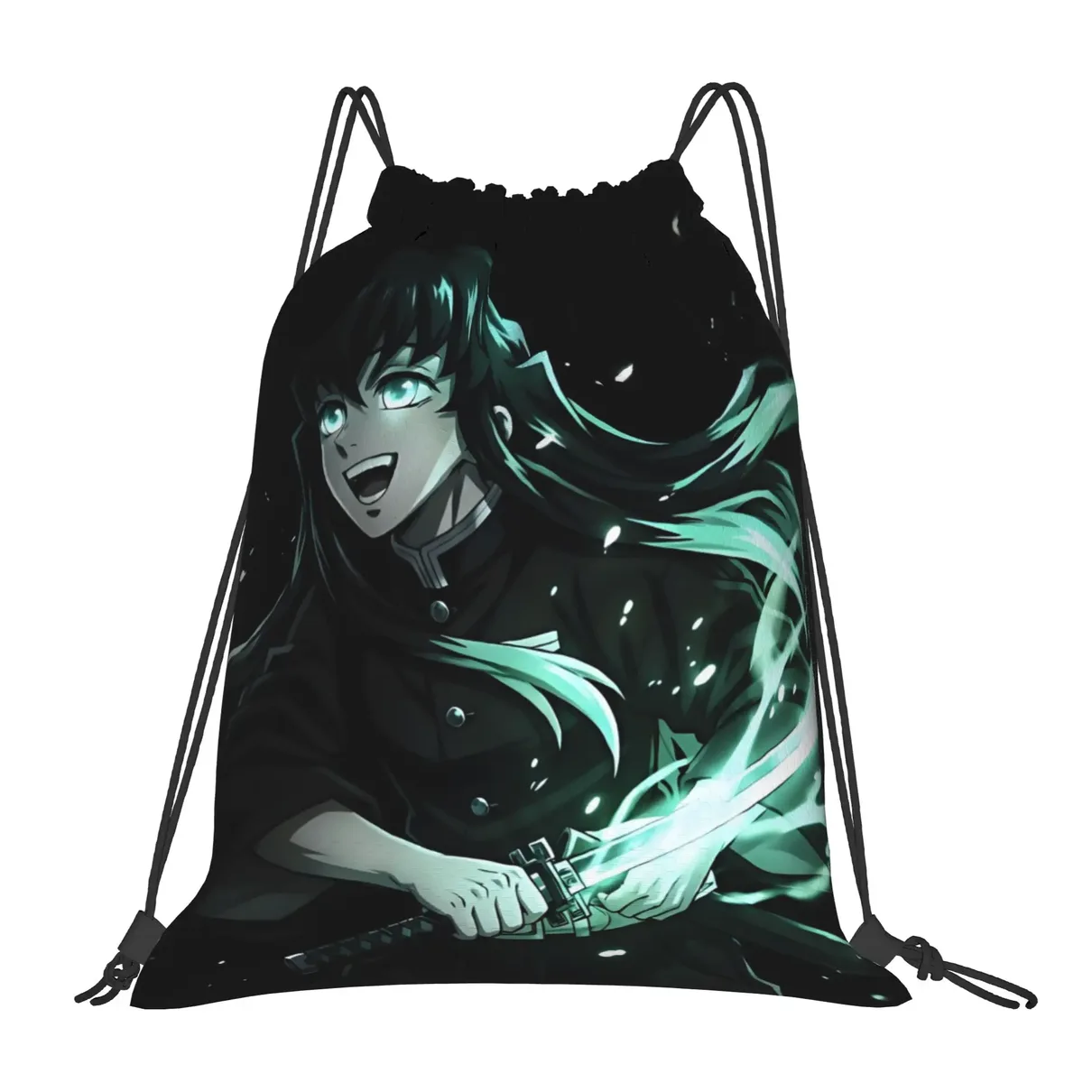 sac à dos avec cordon de serrage imprimé shinobu kocho cloak demon slayer, sac de rangement pour hommes et femmes, sac de voyage pour adolescents, 1 pièce
