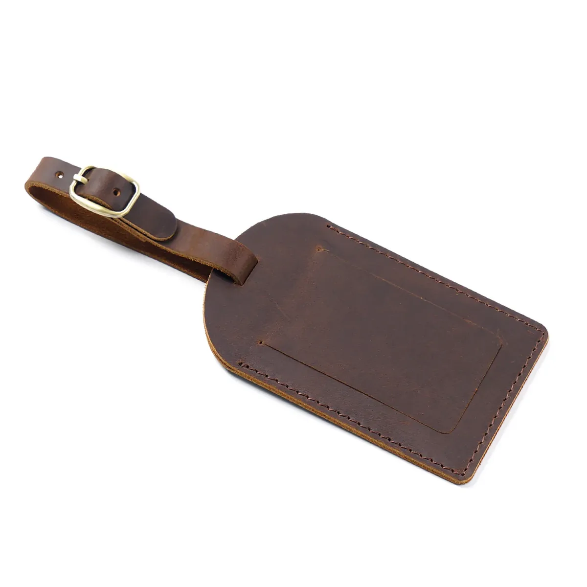 étiquette de bagage en cuir de cheval véritable elin, étiquette de valise vintage, étiquette d'embarquement de bagages, porte-adresse d'identification, étiquette de voyage
