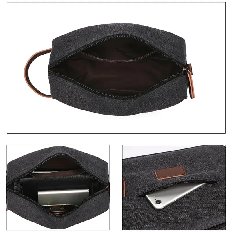 trousse de toilette de voyage en toile pour hommes et femmes, trousse de maquillage cosmétique, nécessaire de beauté, kit dopp étanche, sac à main organisateur de rasage
