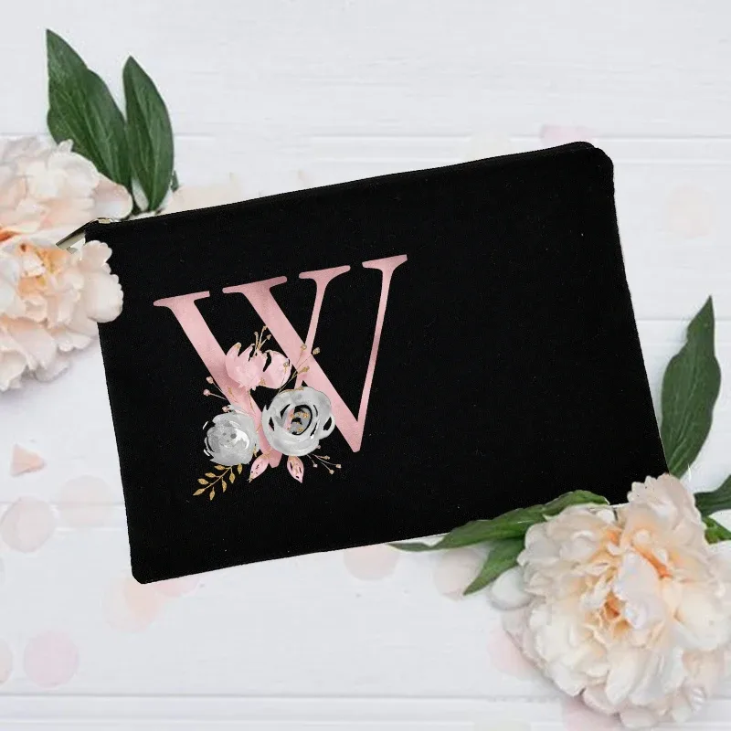 trousse de maquillage personnalisée avec nom initial, trousse à cosmétiques de mariée, pochette de toilette monogramme en toile, cadeaux pour demoiselle d'honneur, sacs de maquillage