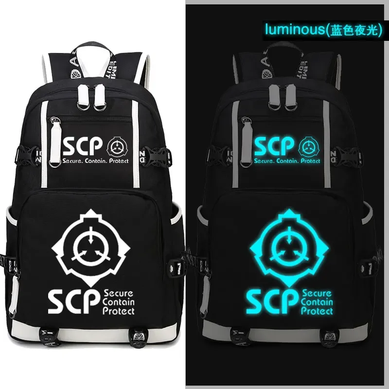 sac à dos scp secure contain protect, cartable noir, sacs d'école de dessin animé, sac à dos de voyage lumineux, sacs initiés par ordinateur portable usb