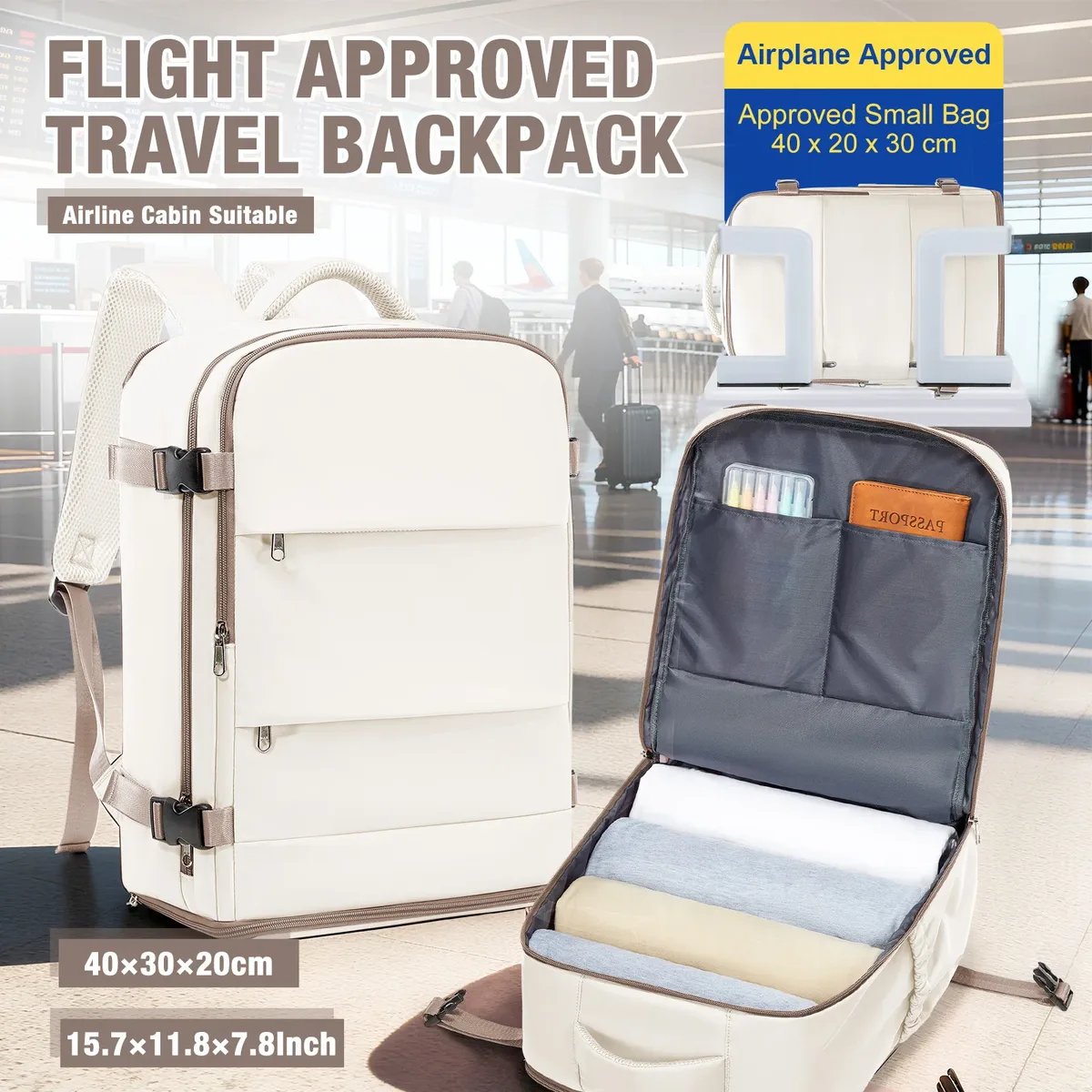 sac à dos de voyage pour ordinateur portable, pour femmes et hommes, bagage à main, pour affaires, université, étanche, pour avion, sac à dos ryanair 40x30x20