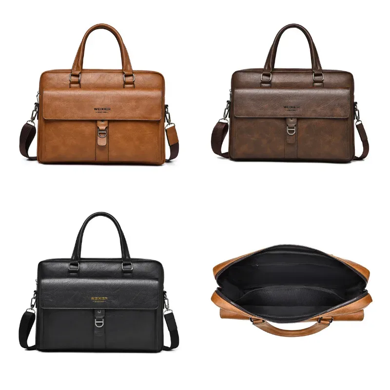 weixier sac à main en cuir vintage pour homme, imperméable, pour ordinateur portable 15,6 pouces, sac à bandoulière pour voyage d'affaires et travail