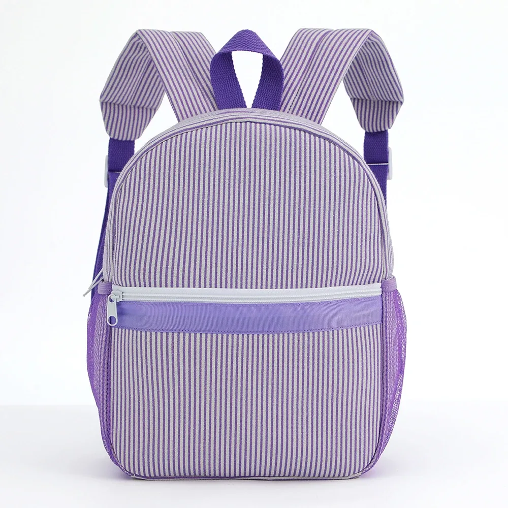 sac à dos scolaire pour tout-petits, sac à dos rayé mignon en seersucker pour filles 12 pouces pour la maternelle, 15 pouces pour les adolescents du lycée