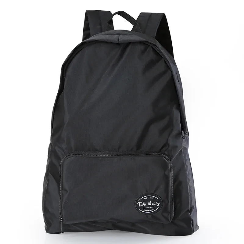 sac à dos pliable léger en tissu nylon noir pour hommes et femmes, sac à dos imperméable et pliable pour voyage, randonnée, camping, 20 litres