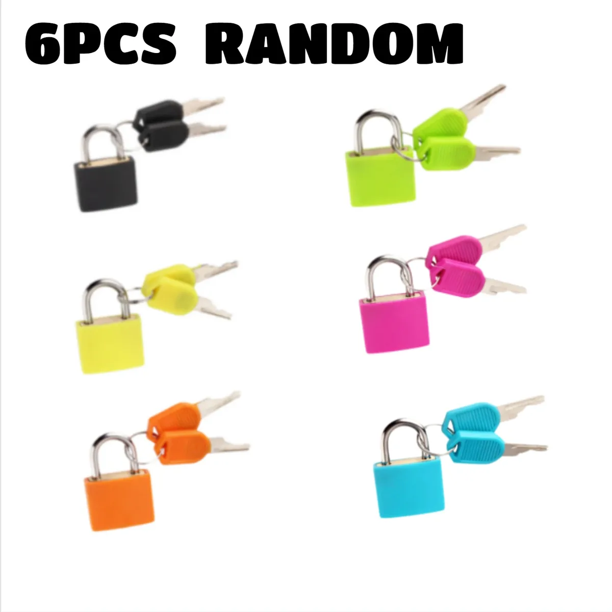 lot de 6 petits cadenas robustes avec 2 clés pour valise, serrure antivol pour tiroir, agenda, étui en plastique coloré