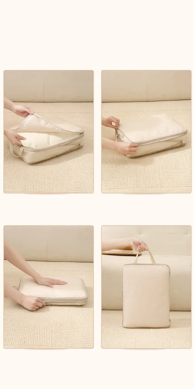 ensemble de sacs de rangement pour bagages pour vêtements en forme de cubo compressible et extensible de 4 pièces, en tissu doux et résistant de haute qualité, avec sacs de rangement adaptés aux vêtements, chaussures, cosmétiques et articles de toilette, organisateur de voyage multifonctionnel à fermeture éclair facile à emballer