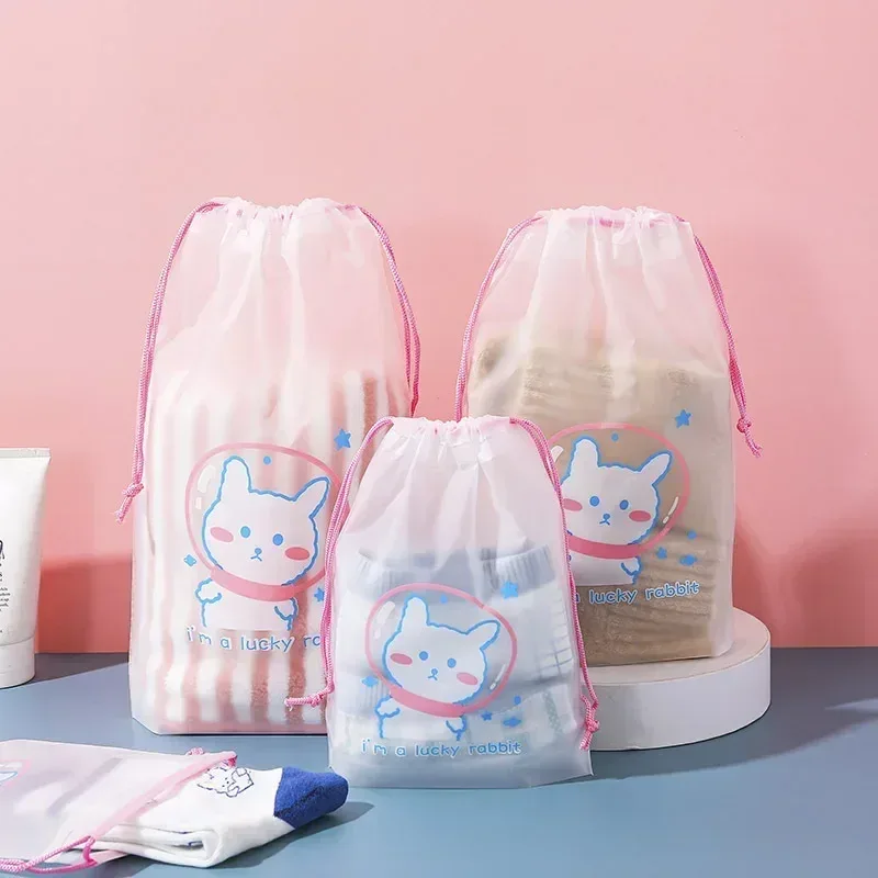 sac de rangement de voyage en plein air, mignon pvc étanche transparent conviviale ré, sac de proximité wstring, sac de toilette cosmétique portable, trousse de toilette, ensemble de 3 pièces