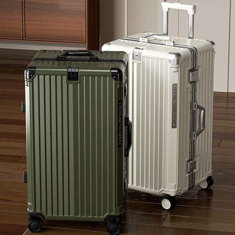 valise multifonctionnelle grande capacité 30 pouces, cadre en aluminium robuste et épaissi, valise de voyage à roulettes, bagage extra large