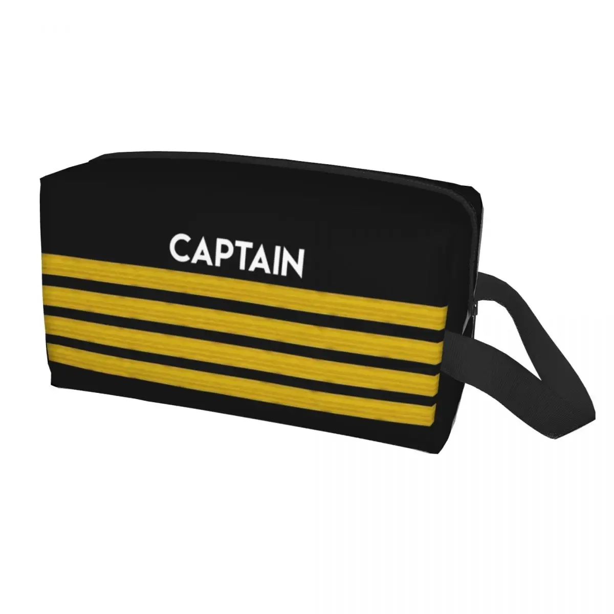 trousse de toilette personnalisée born to fly captain stripes, pilote de vol, aviateur d'aviation, avion, maquillage, rangement de cosmétiques, kit dopp