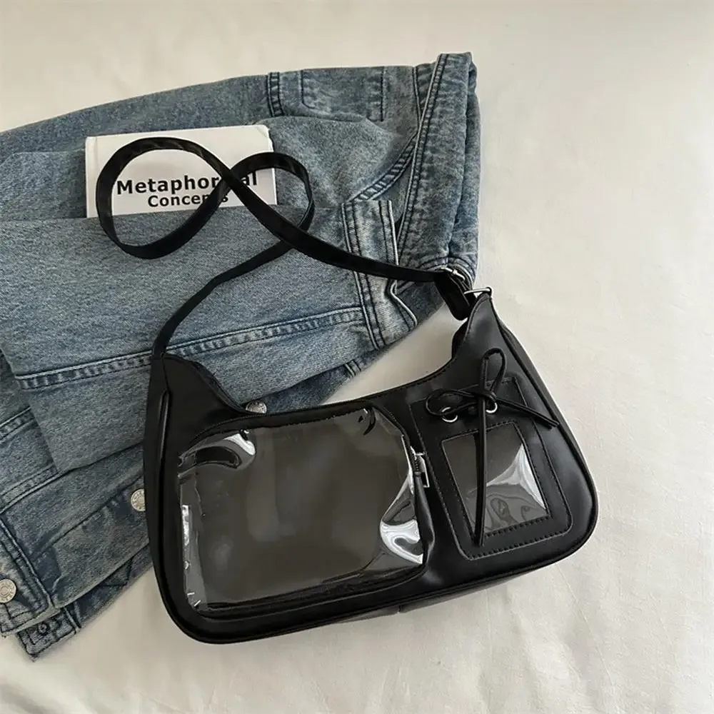 y2k mignon nœud ita sac fille transparent sac de messager femmes mode épaule sac à bandoulière ladys bricolage badge sac fourre-tout lolita sac à main