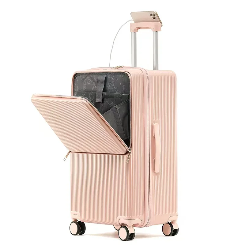 valise à ouverture avant 20 pouces boîte d'embarquement boîtier de chariot 28/30 pouces bagages grande capacité cadre en aluminium valise boîte de mot de passe