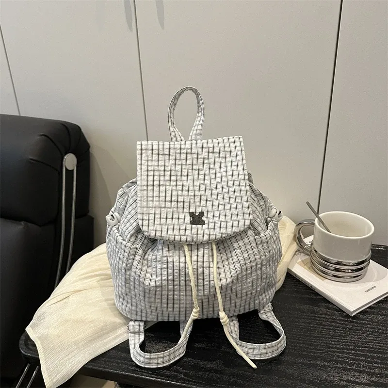 sac à dos à cordon de serrage tendance, petit sac à dos à rabat, sac à bandoulière décontracté avec bretelles réglables, sac à dos mignon pour l'école au quotidien
