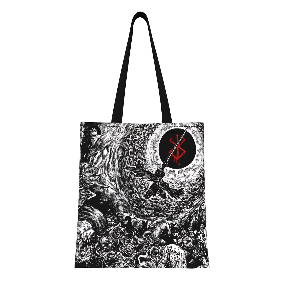sac fourre-tout en toile berserk pour fans d'anime black swordsman, parfait pour le shopping et l'usage personnel, excellent cadeau