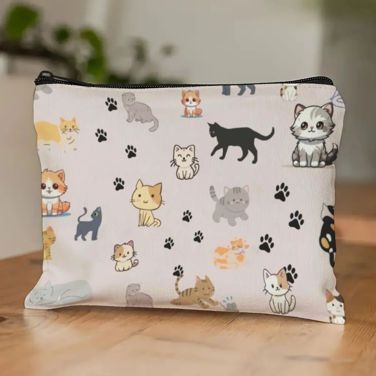 pochette cosmétique ludique en forme de chat de dessin animé, organisateur léger à fermeture éclair, prêt pour les voyages pour les enfants et les parents, vacances aiguisées et utilisation scolaire