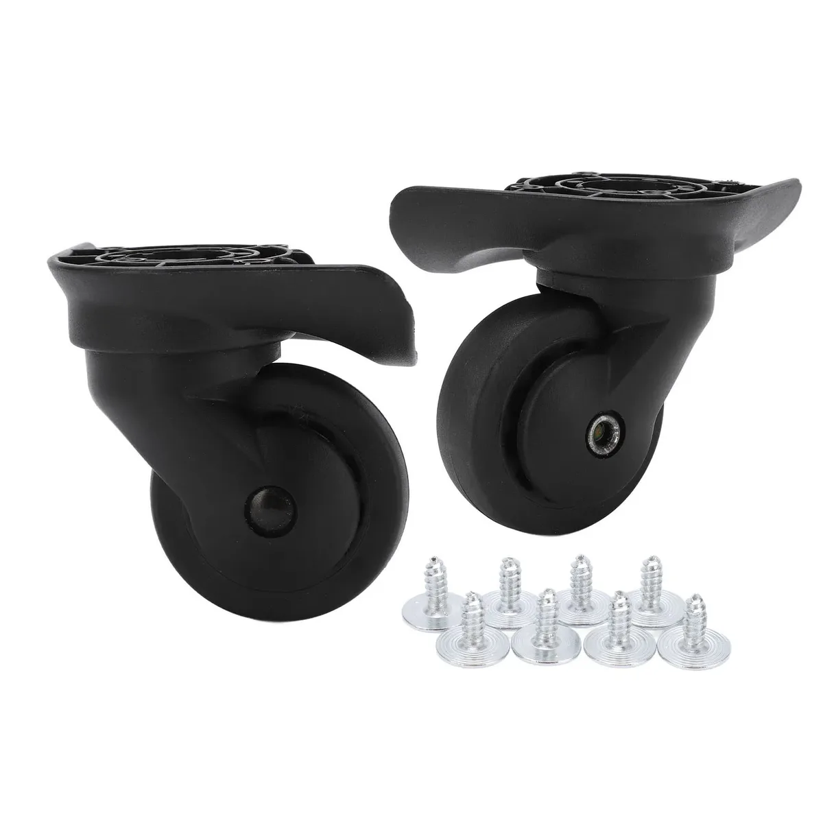 roulettes de valise en plastique, 1 paire de roulettes pivotantes pour bagages, roulettes pivotantes silencieuses, remplacement pour valise, noir a52