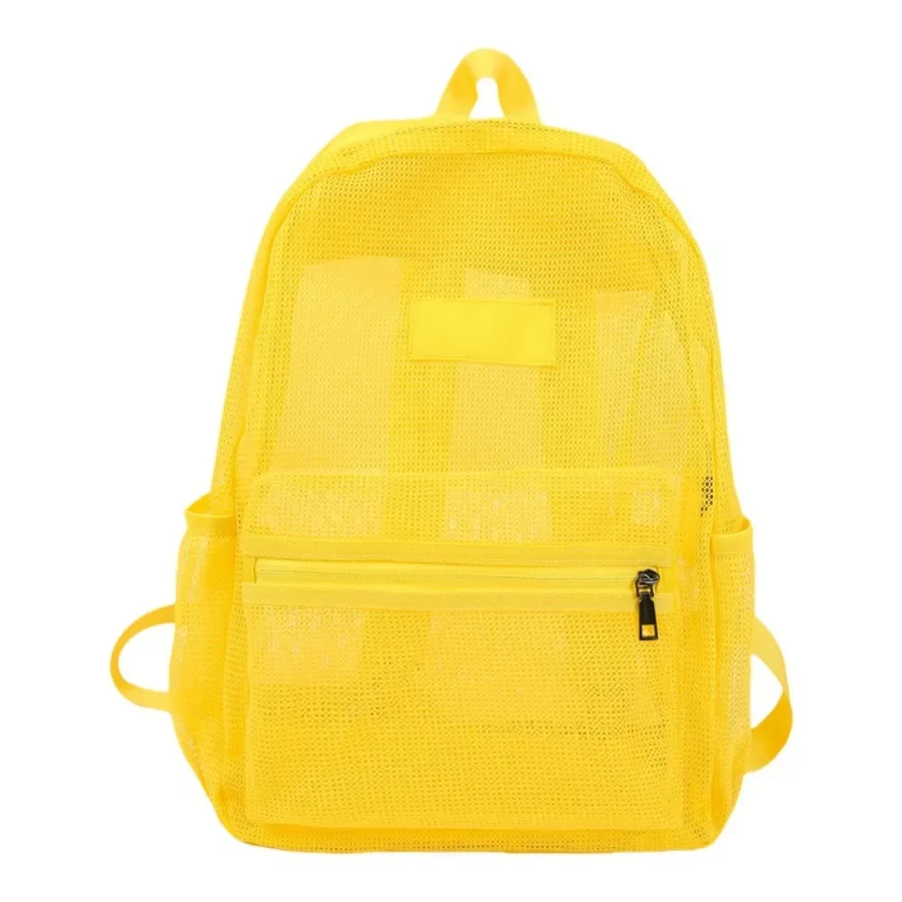 sac à dos en maille respirante, multi-poches, double sangle, sac à dos transparent léger de grande capacité