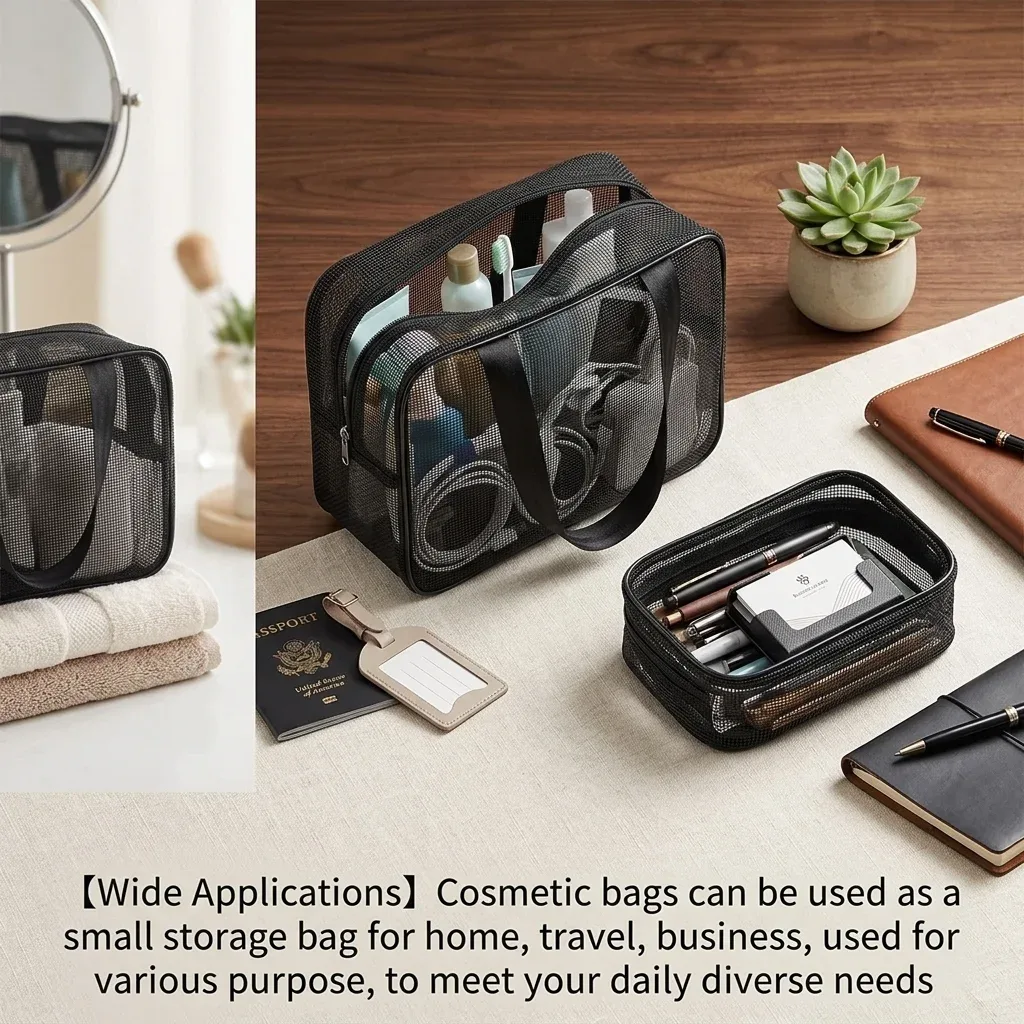 sac de douche multifonctionnel en maille grande capacité, organisateur portable pour accès rapide aux produits de salle de bain