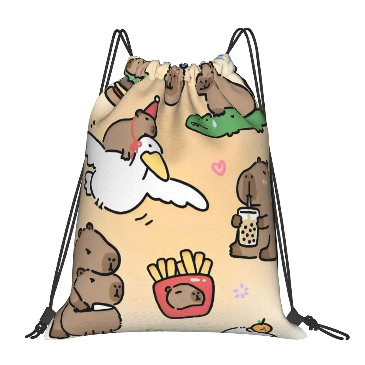 sac à dos à cordon de serrage capybara mignon, sac de sport résistant à l'eau, sac à cordon pour le yoga, 36 cm (largeur) x 43 cm (hauteur)