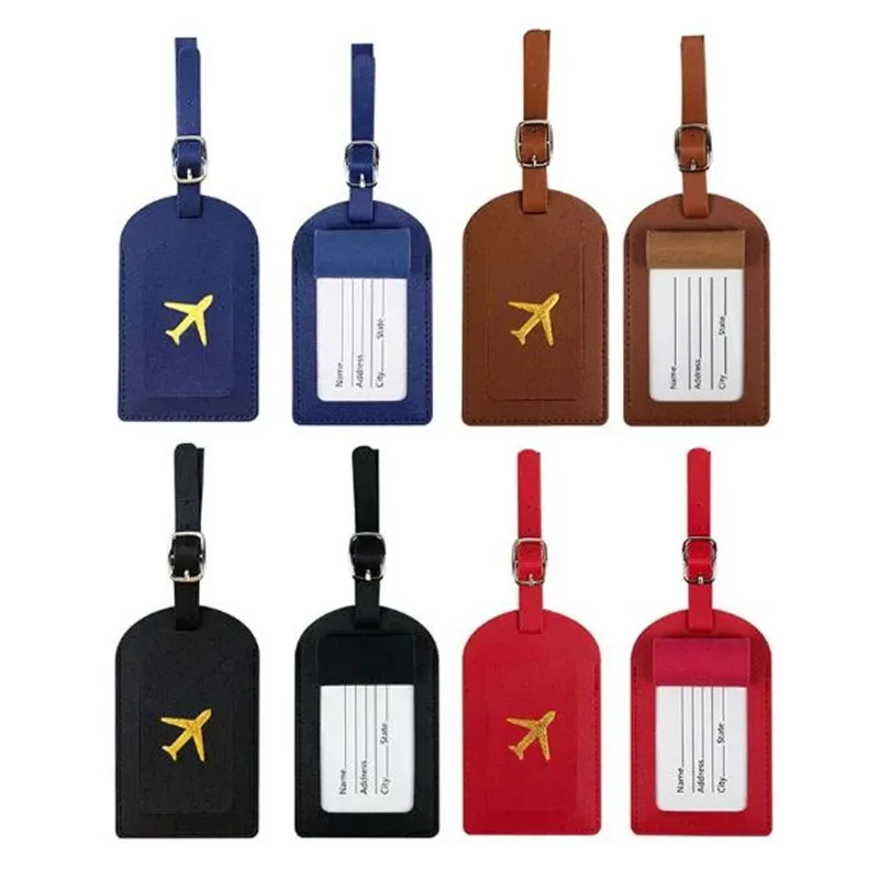 étiquette de bagage en cuir pu pour femmes et hommes, étiquette d'identification de valise, sac d'embarquement