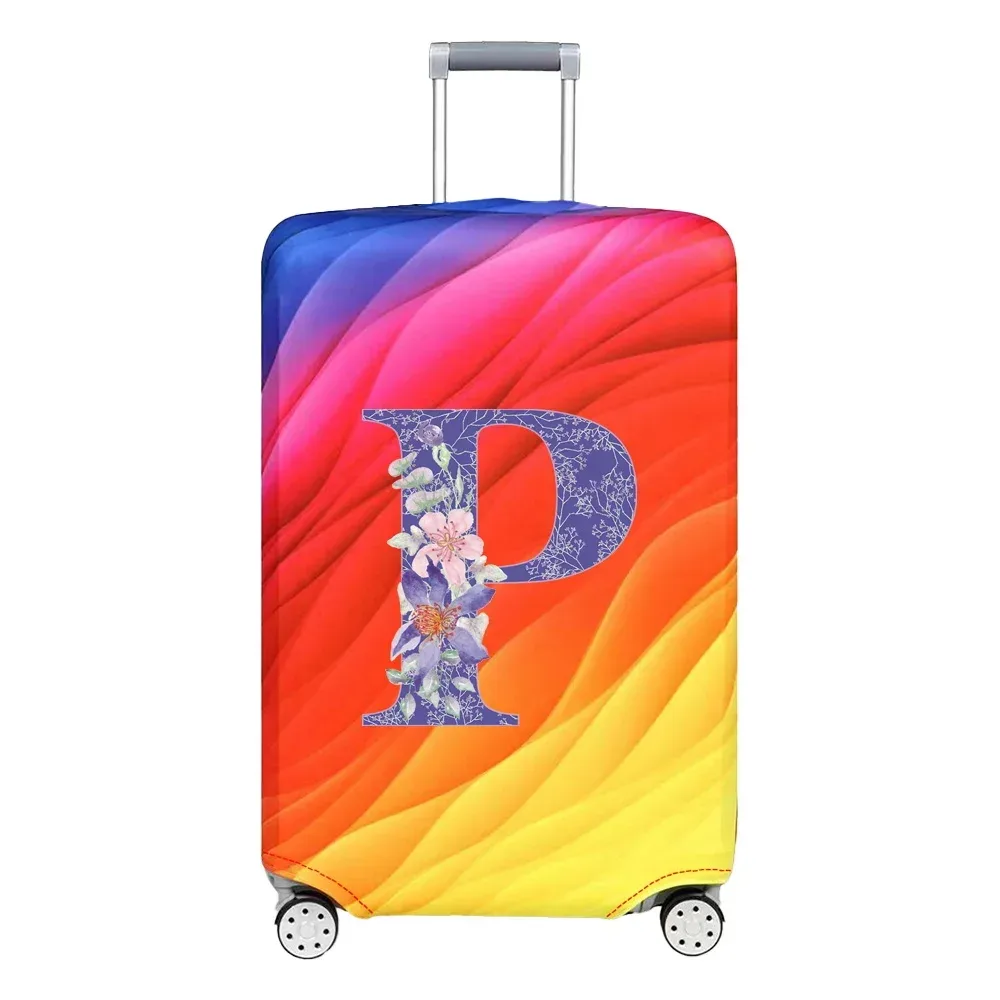 housse de protection pour bagages en tissu extensible, housse anti-poussière, anti-rayures, valise pour sac de 18 à 32 pouces, motif de lettres de fleurs violettes