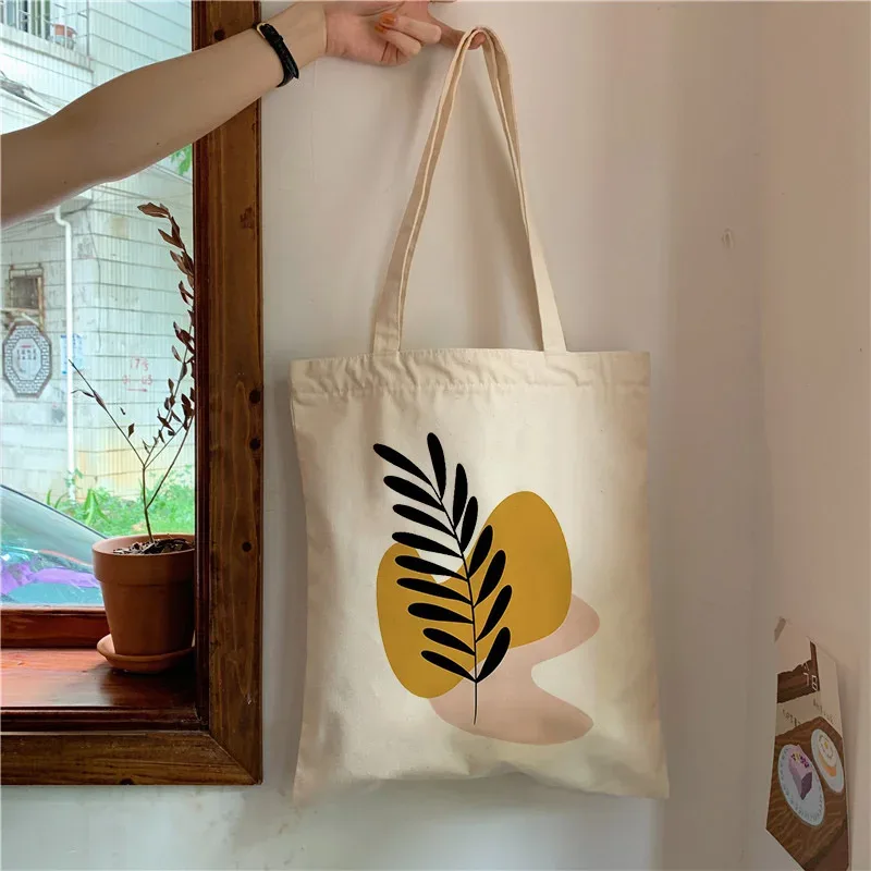 sac fourre-tout en toile esthétique de plantes boho rétro pour dames, sacs initiés à la mode, sac de livre étudiant de grande capacité, sac à main fleur harajuku