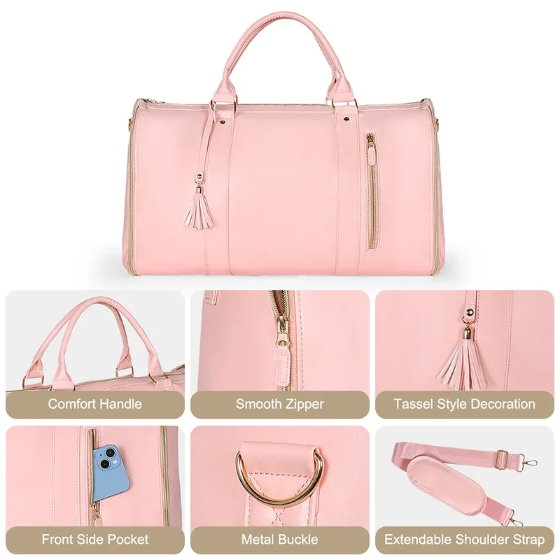 sac de voyage pliable pour femme, pratique, grand sac de voyage en cuir pu, sac de voyage d'affaires pour femme