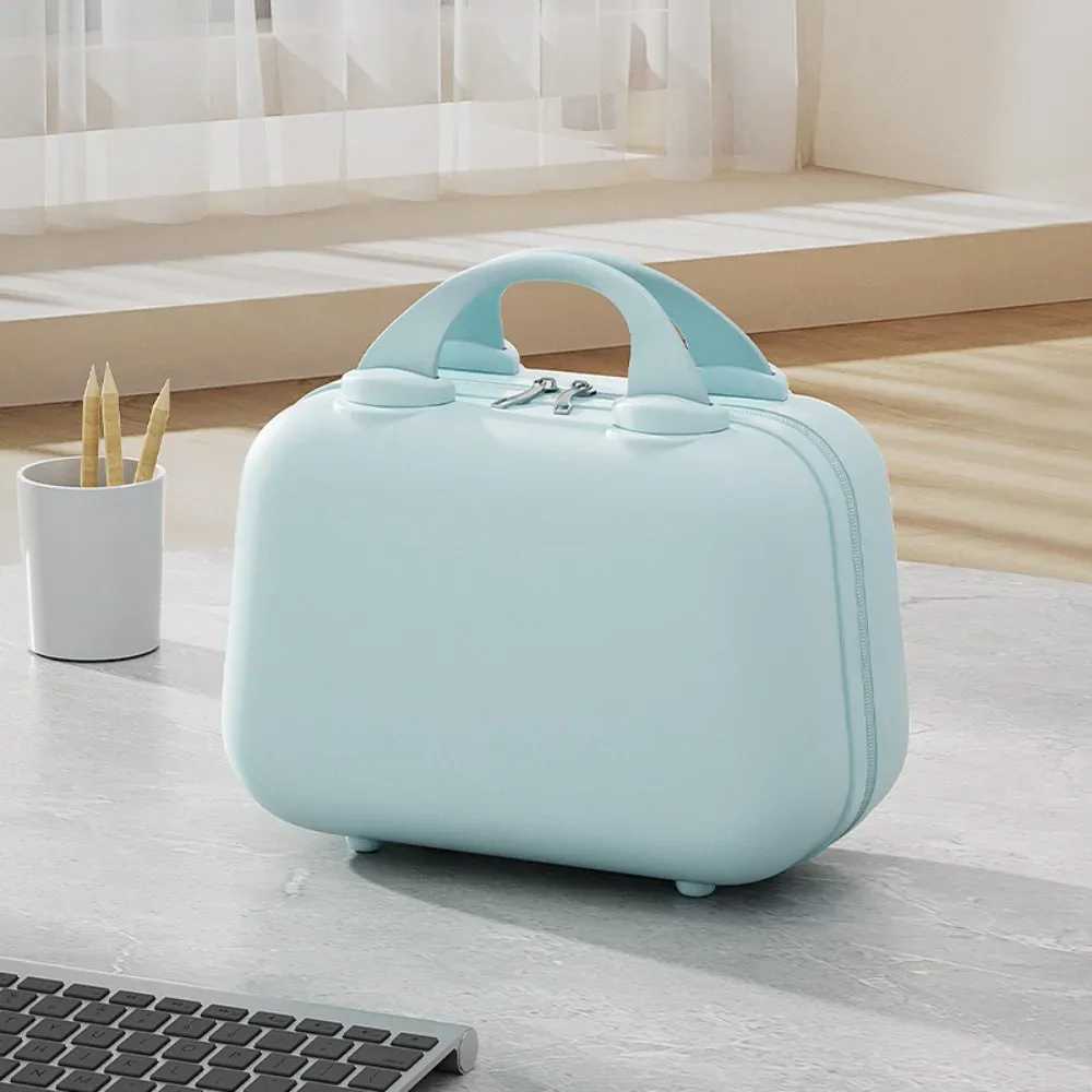 boîte de rangement pour articles de toilette, valise carrée de couleur unie, grande capacité, 14 pouces, étuis cosmétiques portables, trousse de maquillage à fermeture éclair, pour voyage