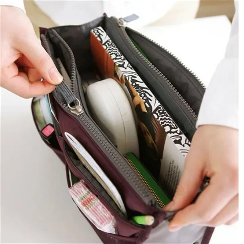 organisateur insérer sac femmes nylon voyage brosses organisateur sac à main sac à main grande doublure dame maquillage sac cosmétique pas cher femme fourre-tout