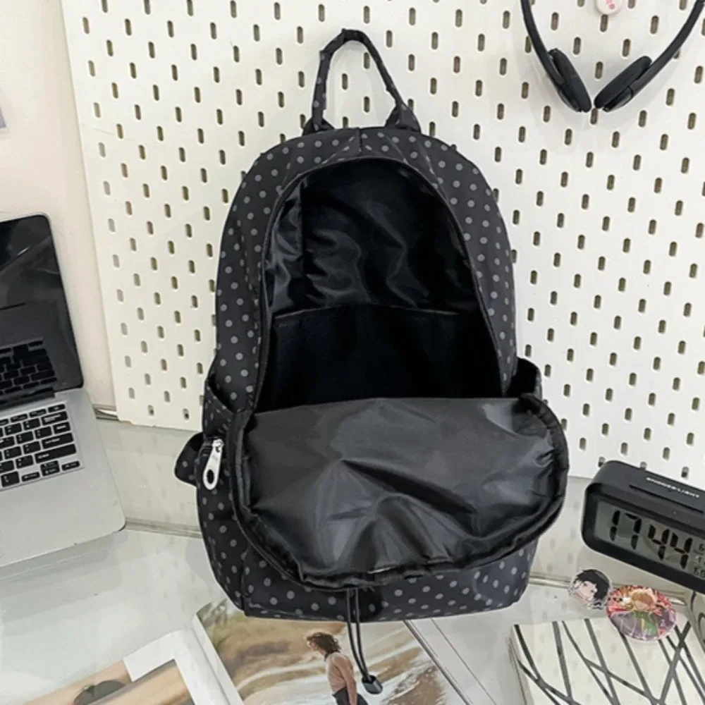 nouveau sac à dos coréen à pois pour femme 2026 – style preppy polyvalent et léger en nylon pour étudiants, voyages et loisirs