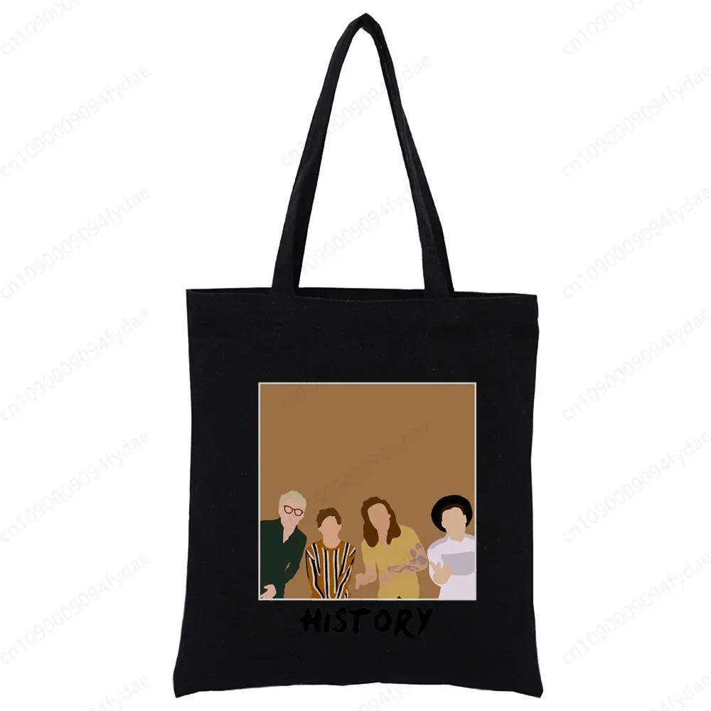 sac à bandoulière en toile pour femmes, sac à main personnalisé one direction, fourre-tout décontracté, réutilisable, grande capacité, sac de shopping noir