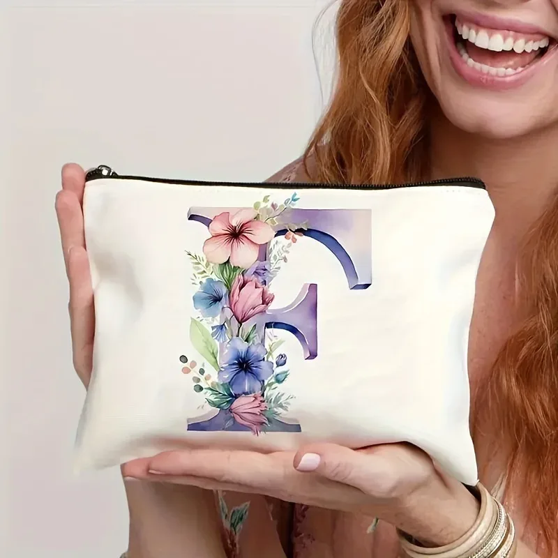 trousse de maquillage pour femme a-z lettre motif créatif sacs de maquillage sac de rangement sacs à fermeture éclair pochette de maquillage