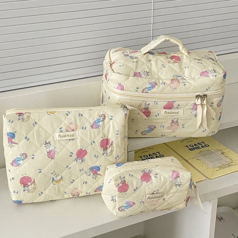 sacs à cosmétiques portables de dessin animé pour femmes, sacs de rangement de toilette à imprimé animal, sacs à main de maquillage ladeis, trousse à crayons féminine commpiedmont