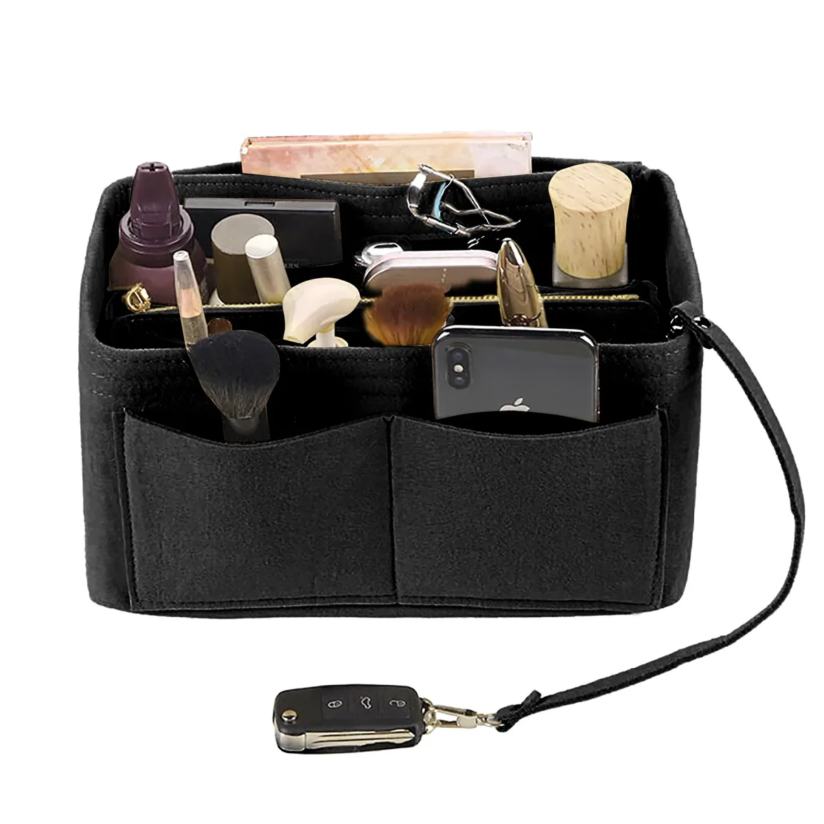 insert organisateur de sac à main en feutre – séparateur de sac fourre-tout de voyage avec fermeture éclair, insert de sac à main pour longchamp, neverfull, speedy & more